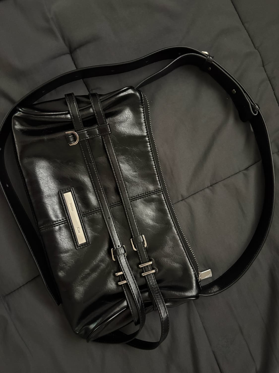 마뗑킴 더블 벨트 스트랩 미니백 블랙 상품이미지1