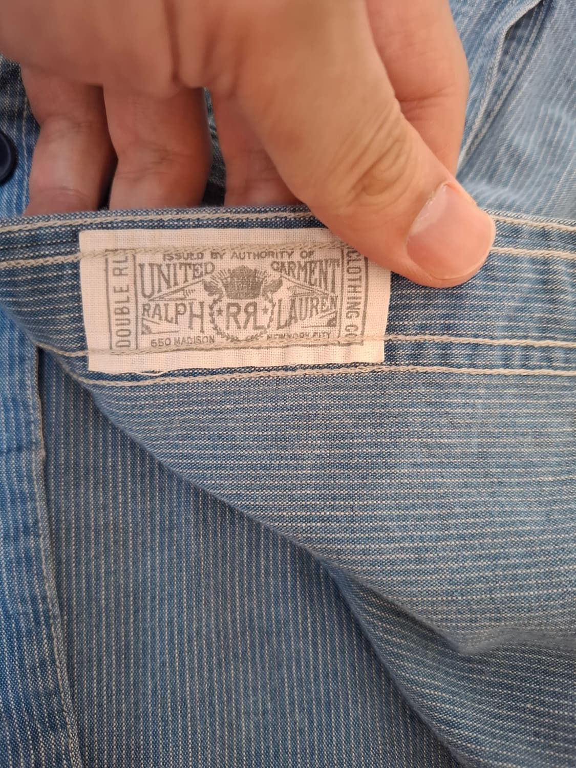 XL RRL 인디고 샴브레이 와바시 스트라이프 워크 셔츠 블루 상품이미지6