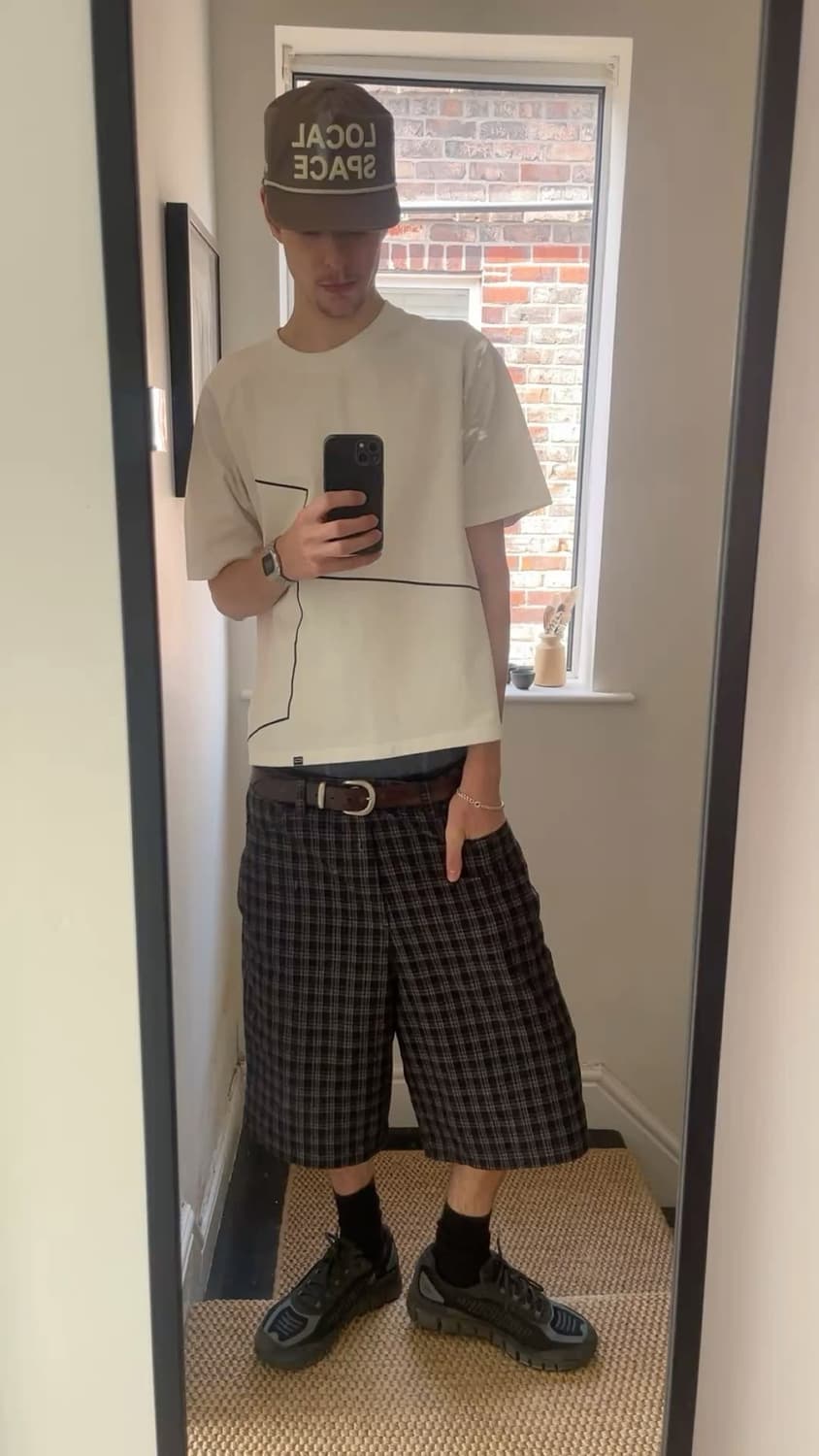 (새상품) [M] 26SS ERL Shorts Grey Check 상품이미지7