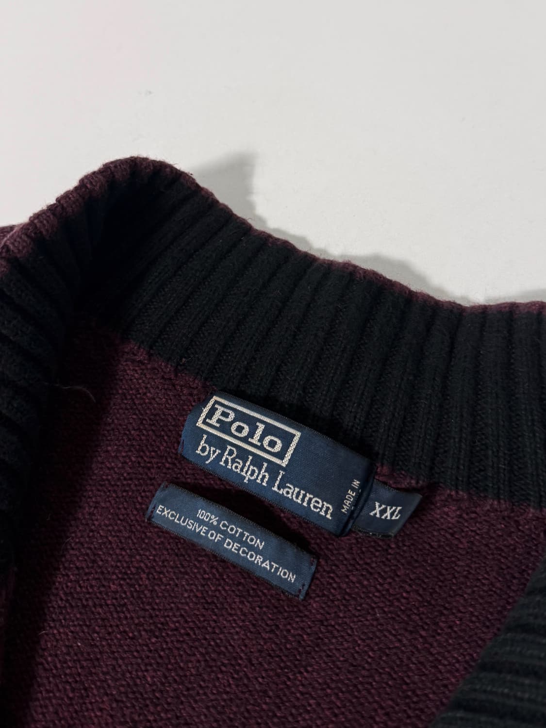 폴로 랄프로렌 오버사이즈 딥버건디 코튼 하프집 니트 상품이미지5