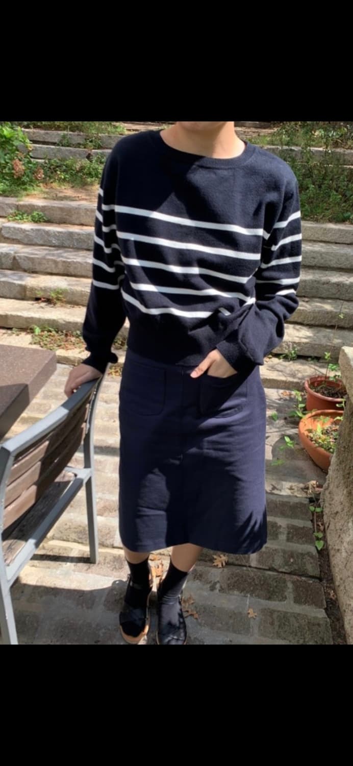 CTD 커넥팅더닷 스트라이프 프렌치 니트 네이비 상품이미지1