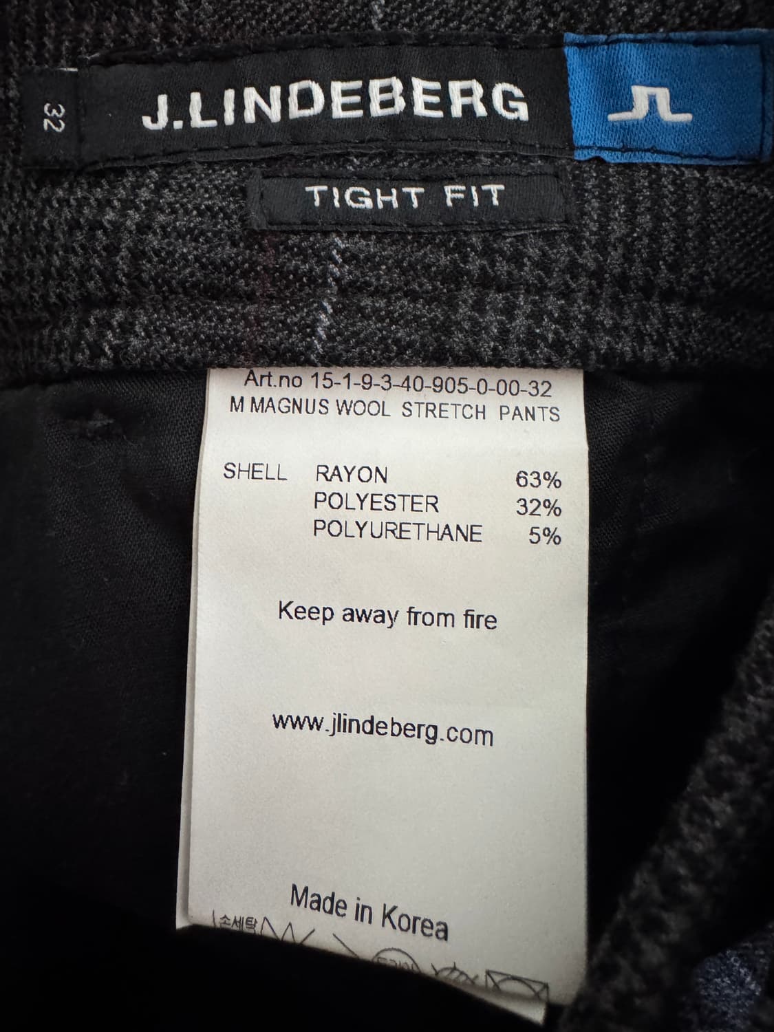 정품!! 제이린드버그 골프 겨울 체크바지 33.8인치 상품이미지3