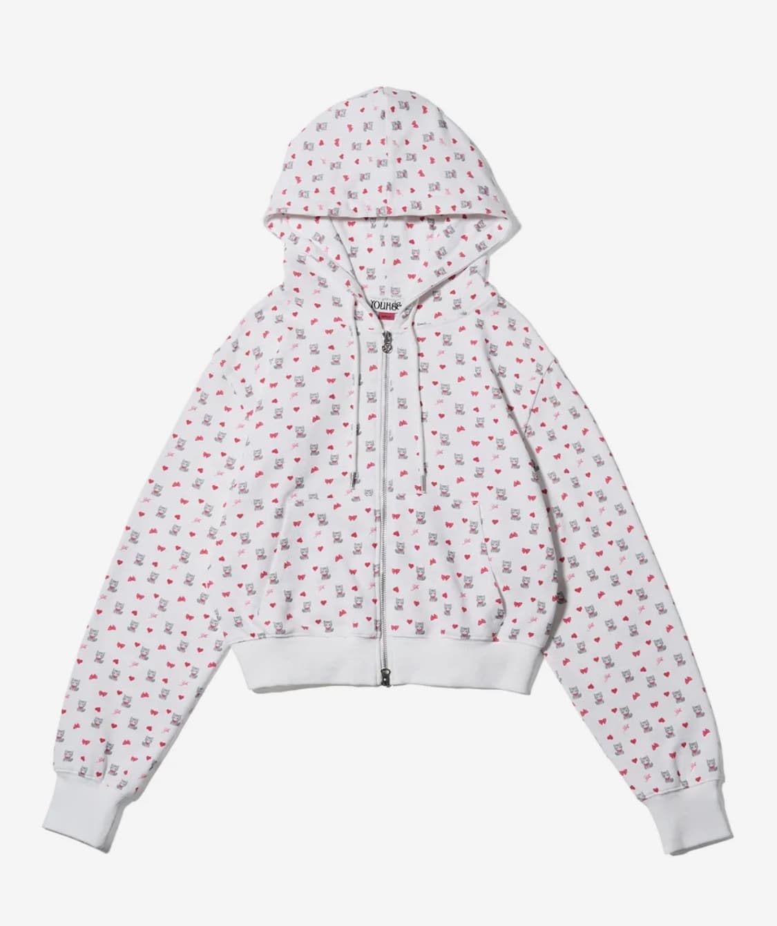 유희 PETITE PATTERN HOOD ZIP-UP WHITE 상품이미지2