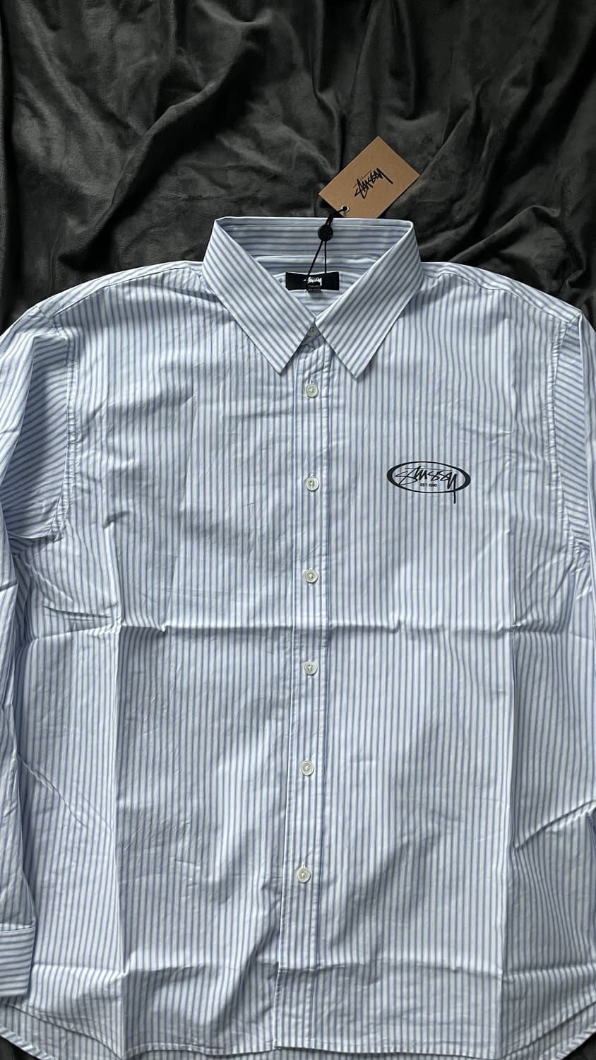 스투시 블루 스트라이프 셔츠 택포 새상품 L 상품이미지3