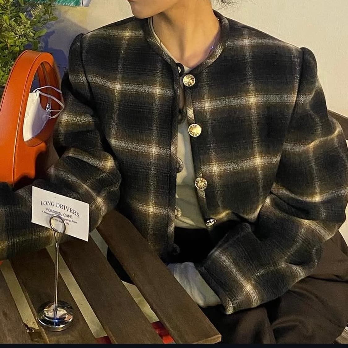 로우클래식/ 라운드넥체크자켓 (M) 상품이미지4