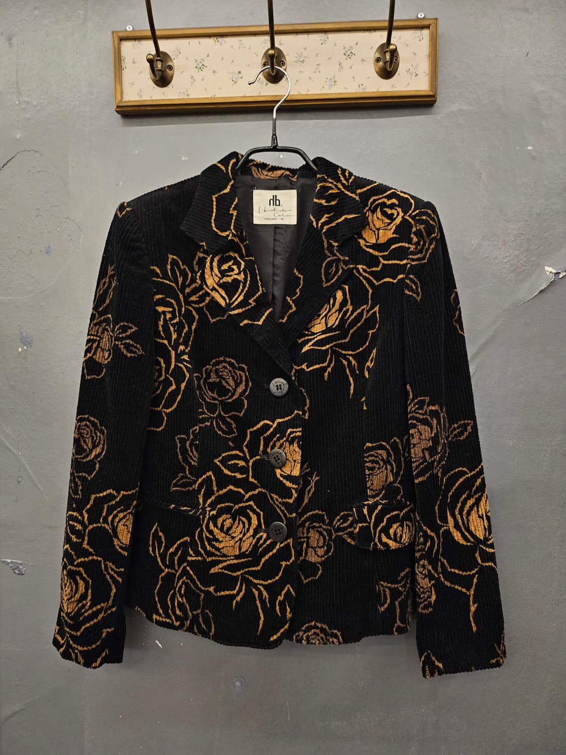 일본빈티지 h.b 블랙장미 코듀로이셋업 상품이미지3