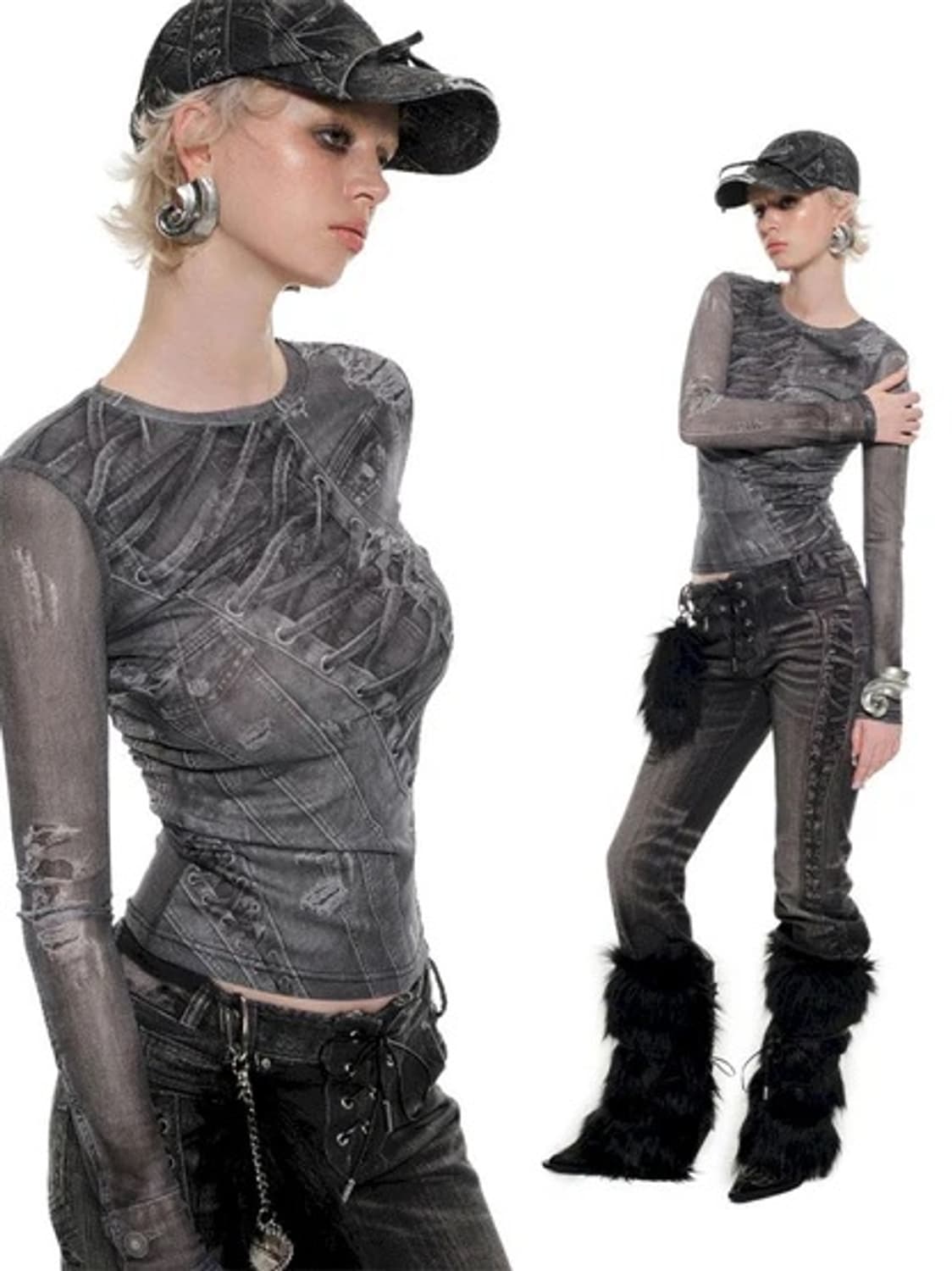 원진스튜디오 데님프린트 롱슬리브 상품이미지3