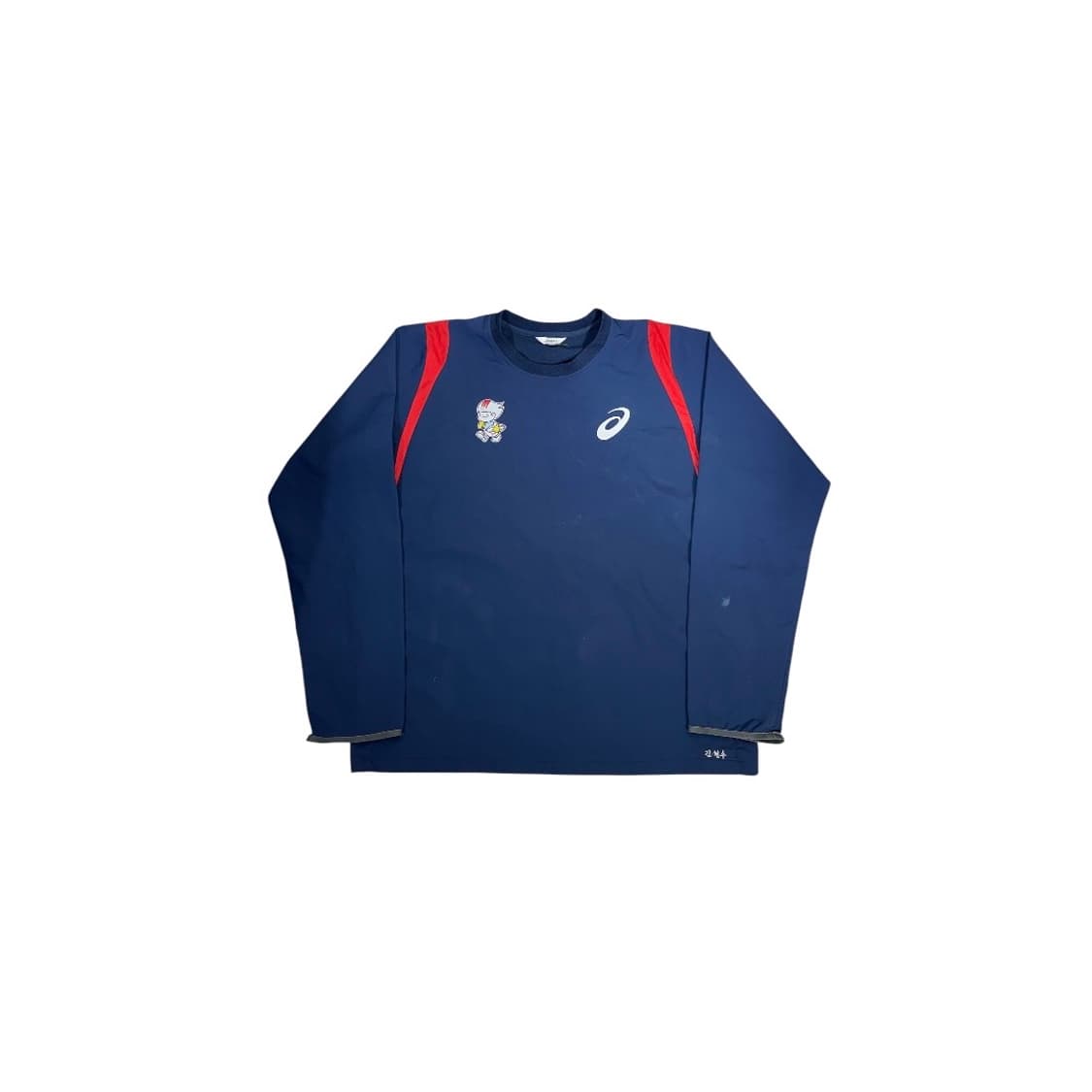 아식스 네이비 올드스쿨 오버핏 웜업 바람막이 긴팔티 105 상품이미지5