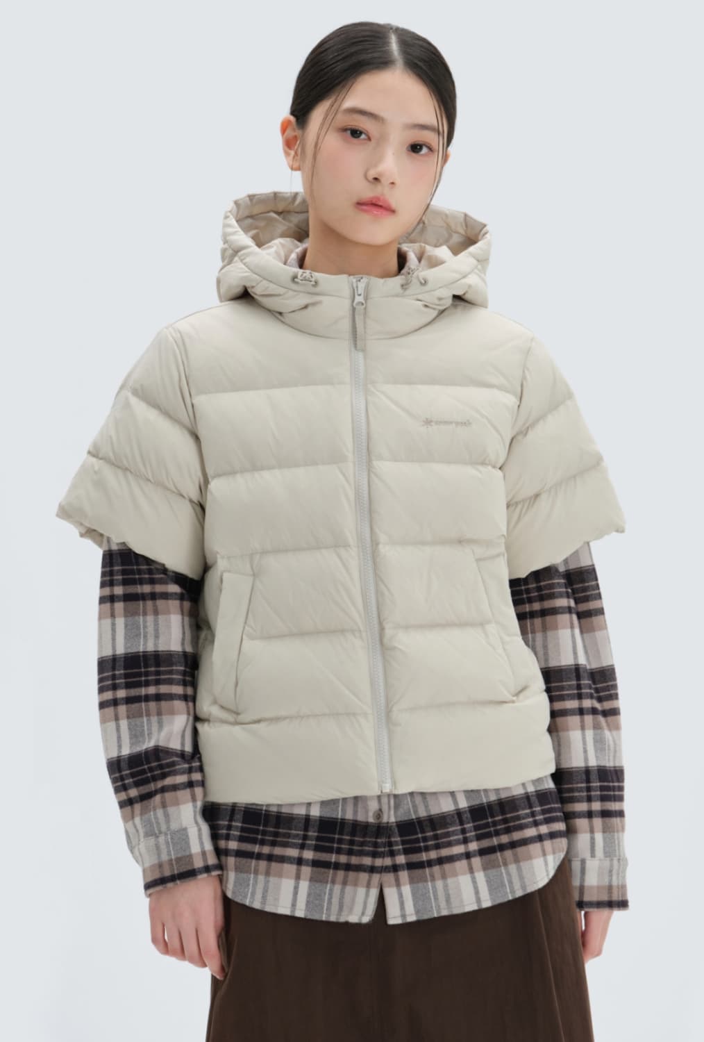 스노우피크 반팔 후드 패딩 자켓 라이트베이지 M 상품이미지1