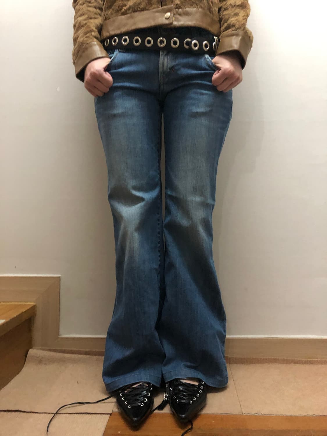 빈티지 버커루 데님 펑크 팬츠 상품이미지3