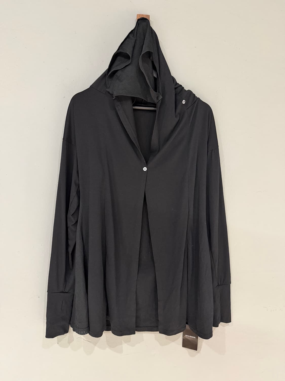 mesh layered hand-warmer hood cardigan 상품이미지6