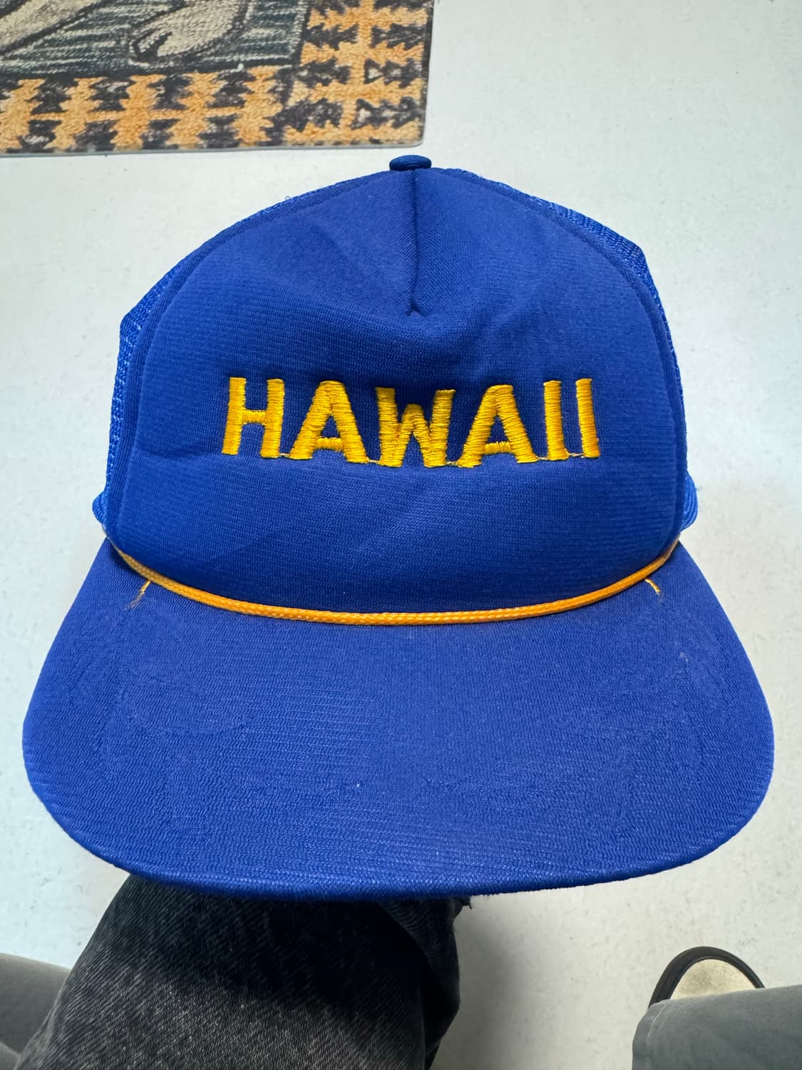 하와이 자수 빈티지 트러커캡 블루 모자 스냅백 볼캡 상품이미지1