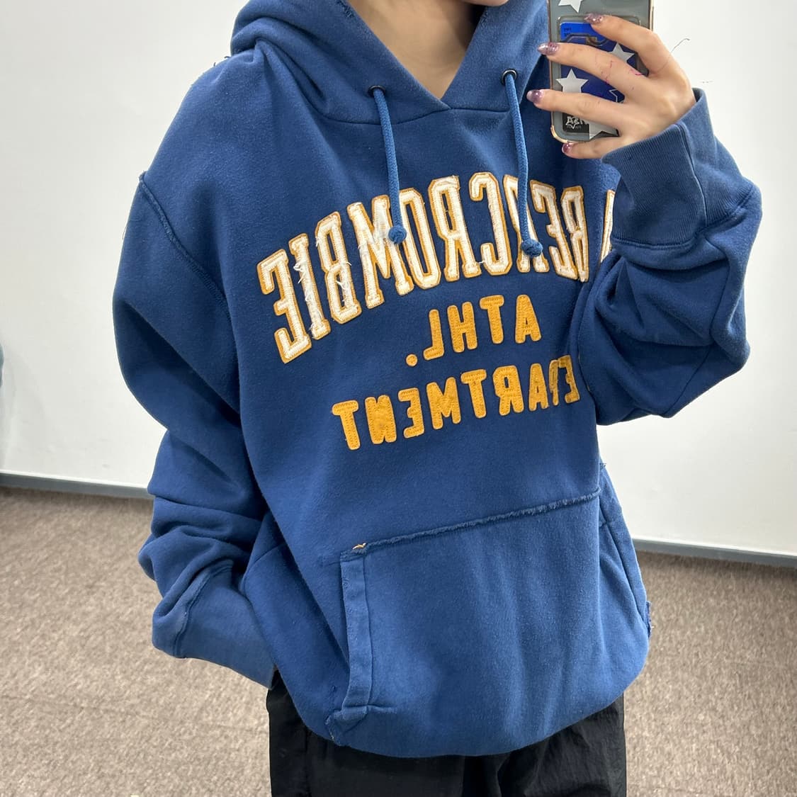 Abercrombie 아베크롬비 옐로우 스펠아웃 딥블루 후드티 상품이미지2