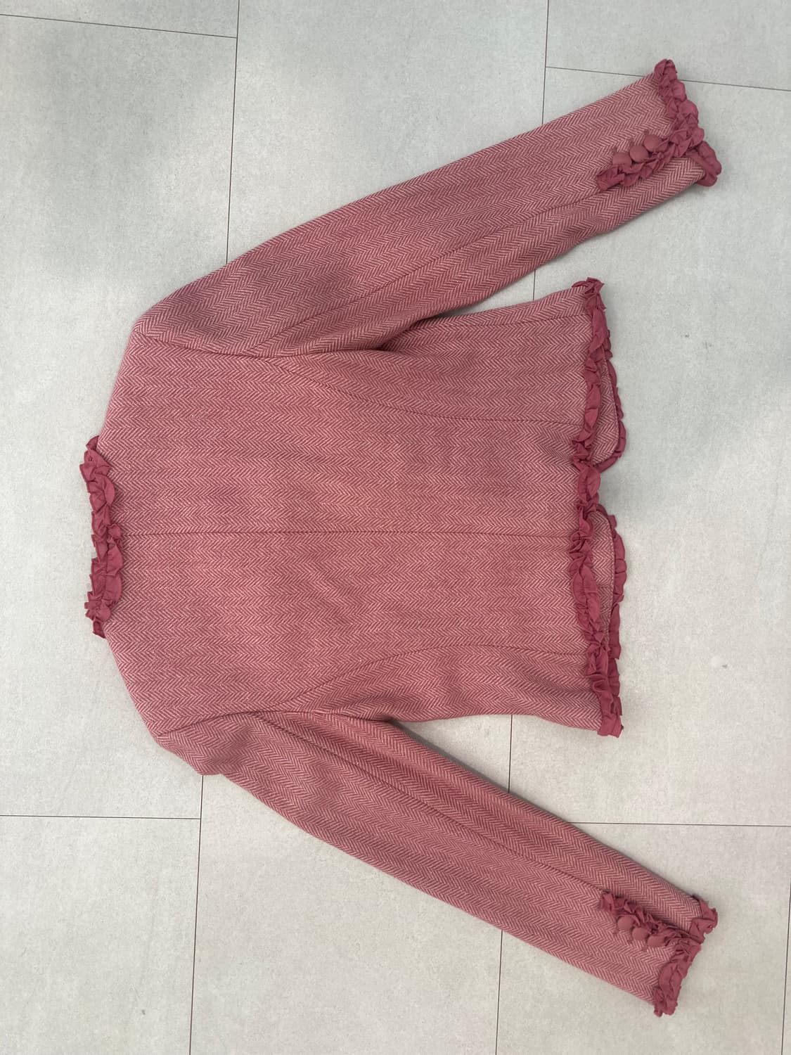 빈티지 헤링본 러플 로즈 자켓 상품이미지5