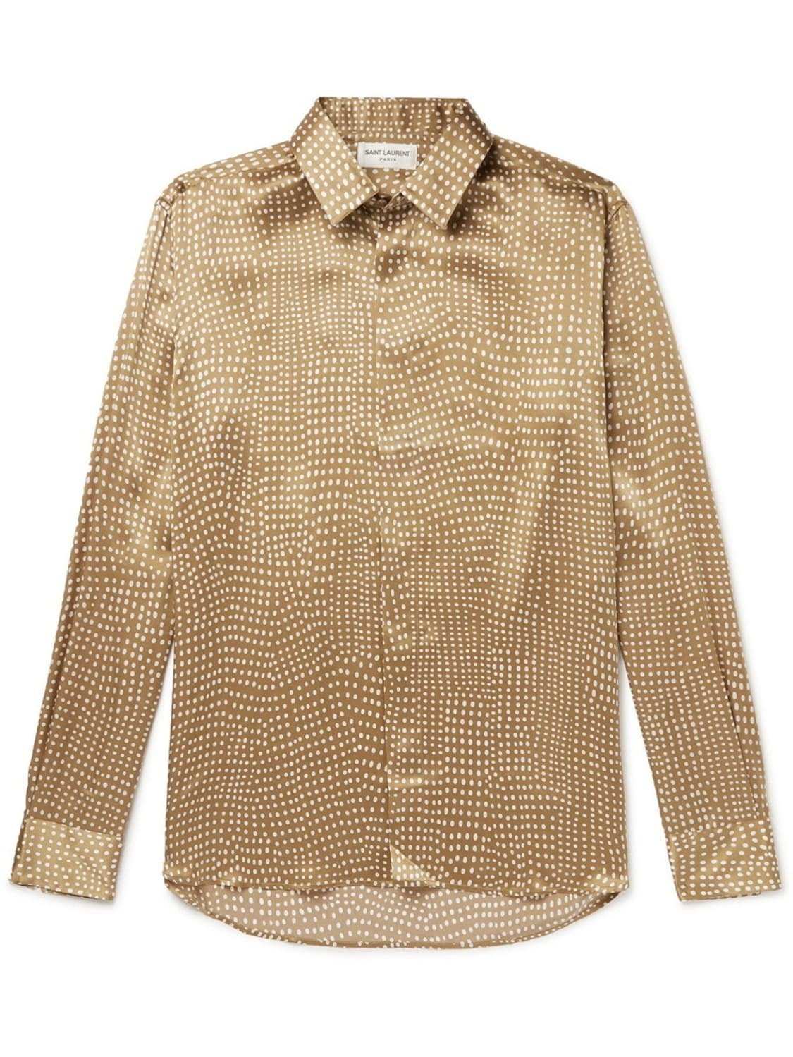 [강동원님 착용] 생로랑 21ss 폴카닷 베이지 실크 셔츠 상품이미지4