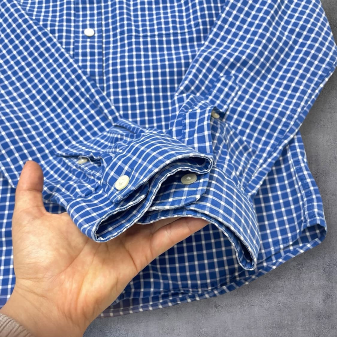 아베크롬비 Abercrombie&Fitch 블루 체크 머슬핏 셔츠 S 상품이미지5