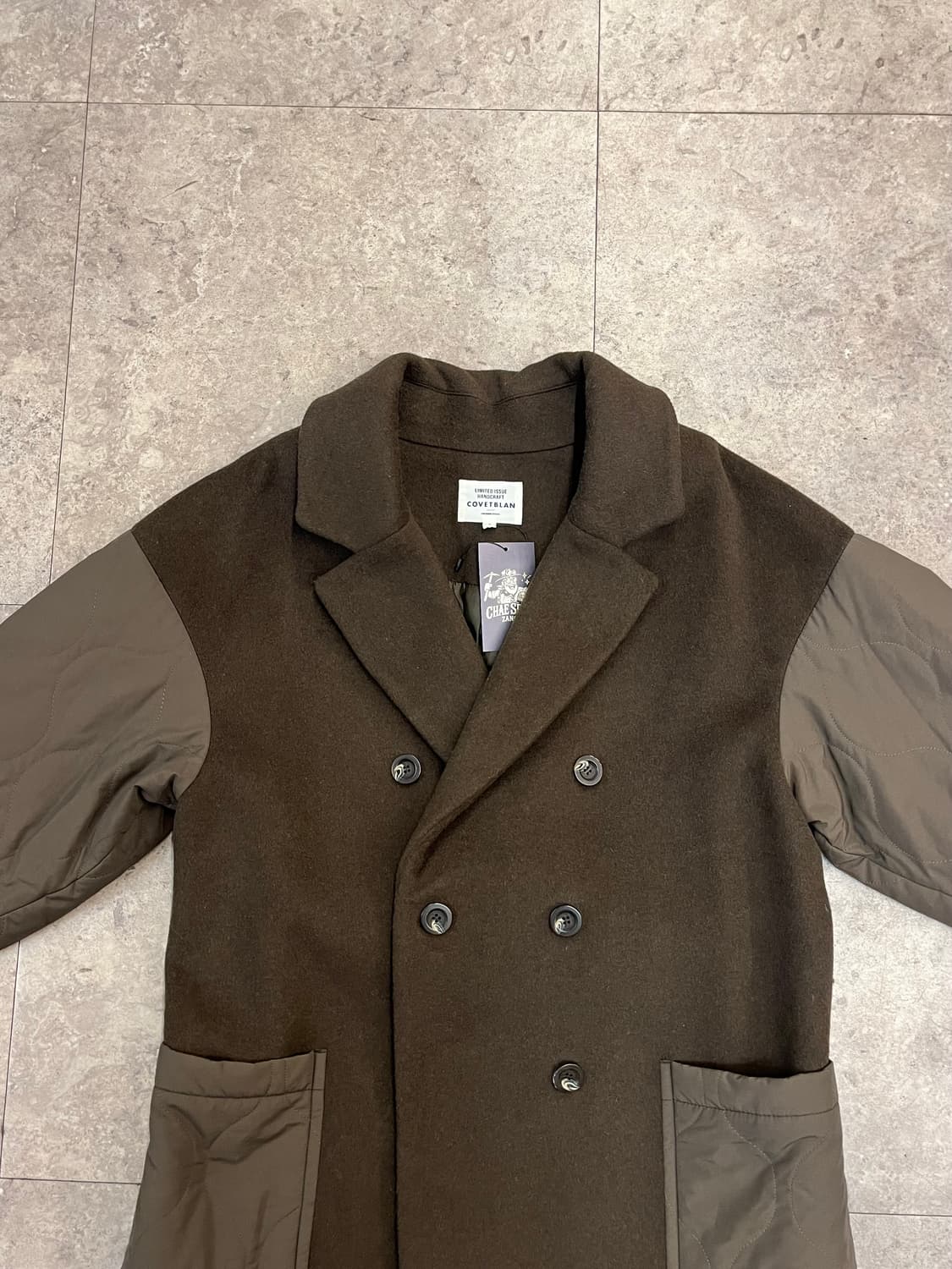 코벳블랑 퀄팅 배색 코트 브라운 S #csz2497 상품이미지4