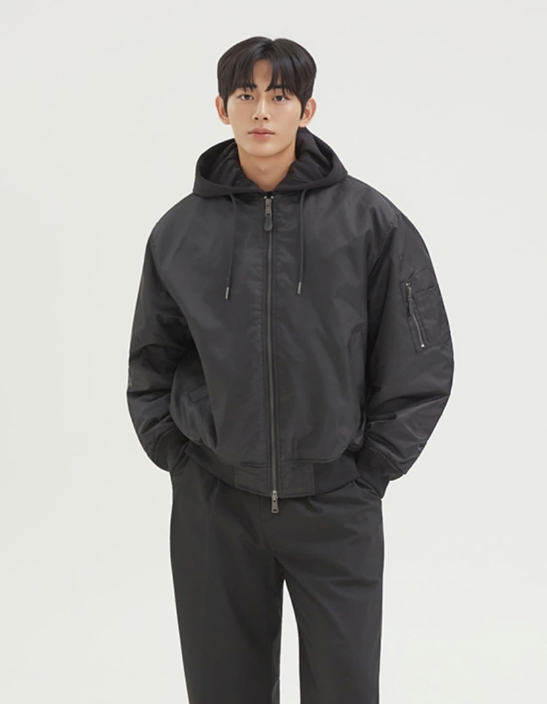 스파오 오버 핏 MA-1 항공 점퍼 (블랙, S, SPJAF4TC05) 상품이미지1