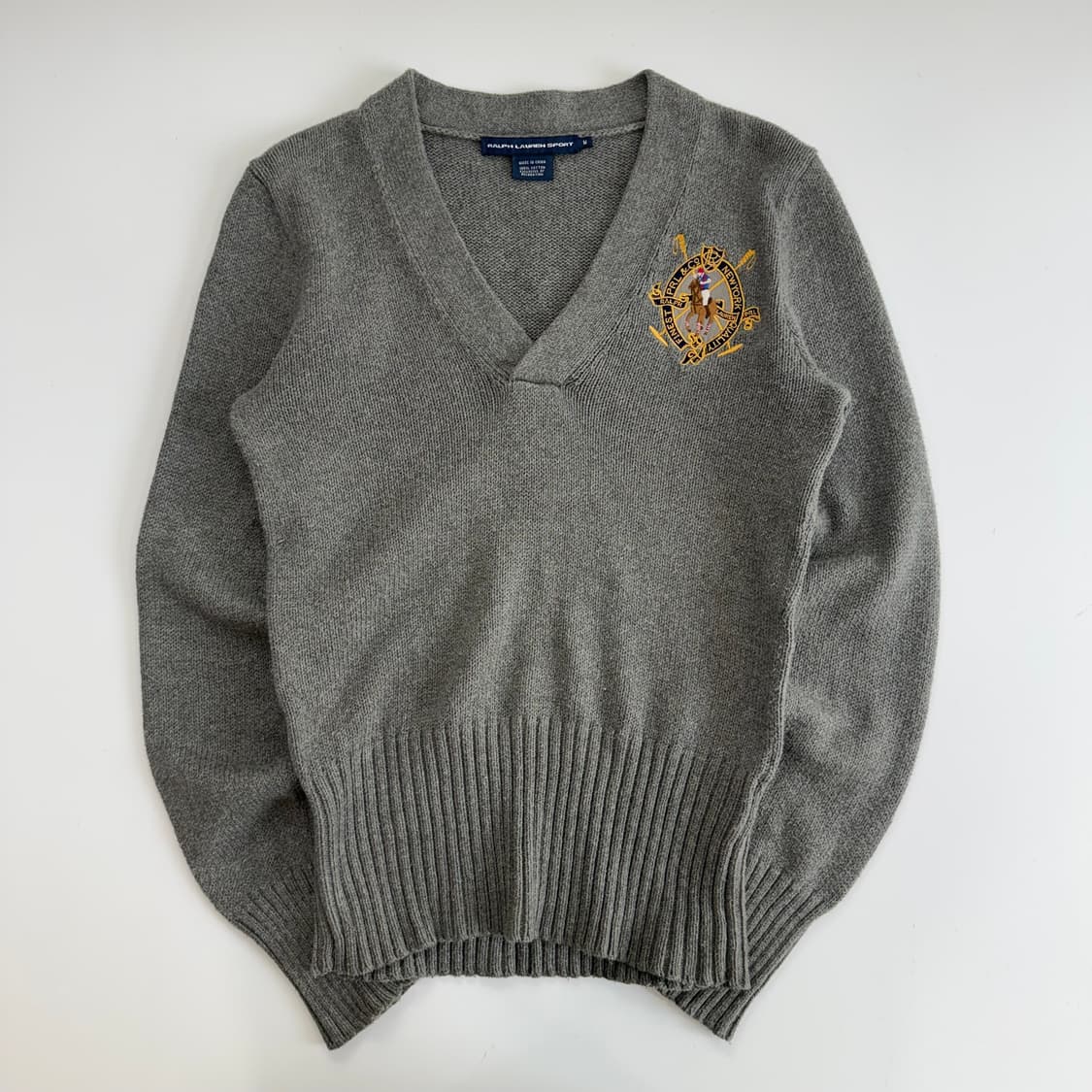 Polo 폴로 자수 로고 브이넥 그레이 니트 상품이미지3