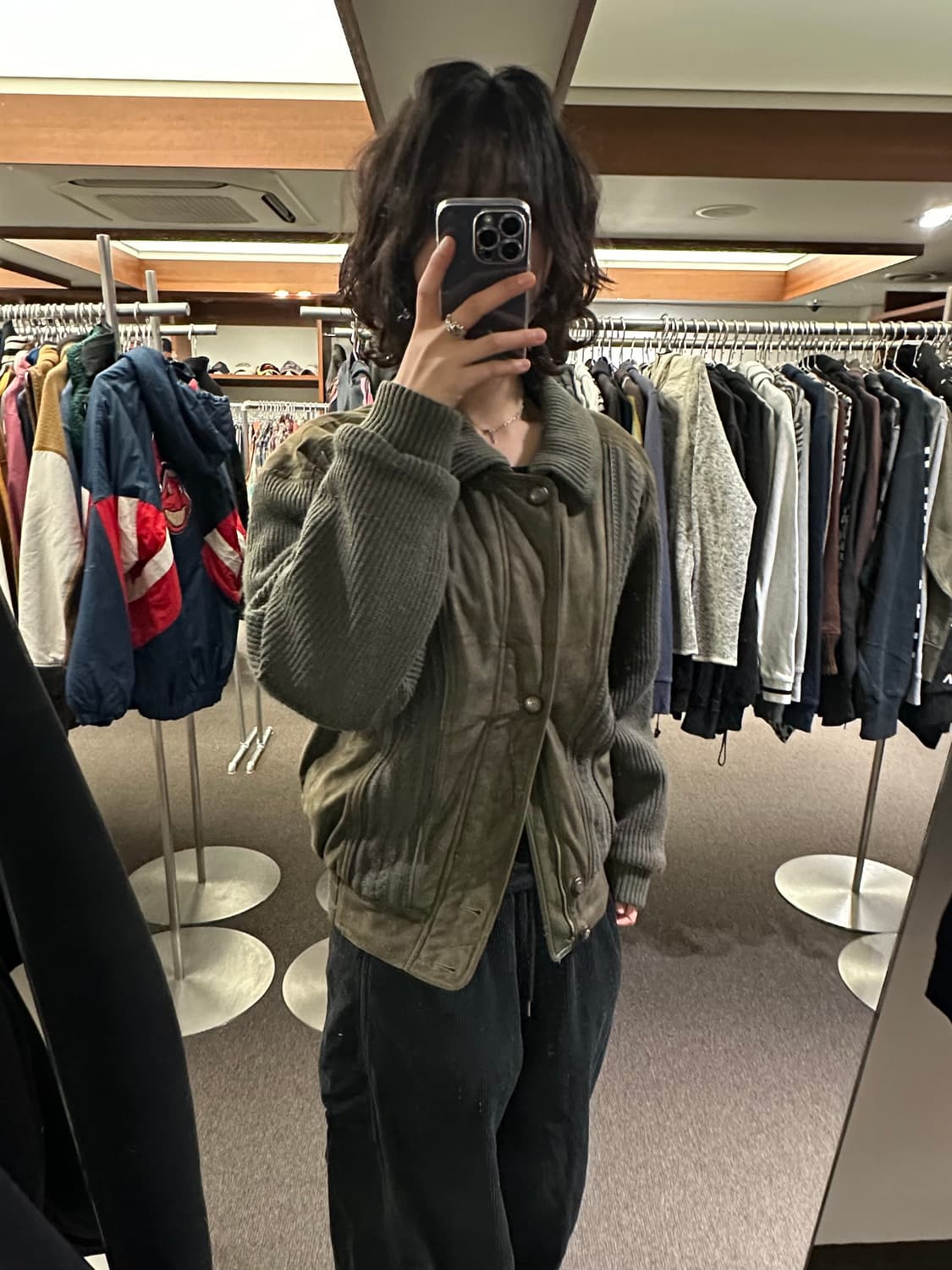 M)80’s 재패니즈 빈티지 스웨이드 니트 지퍼업 자켓 상품이미지1