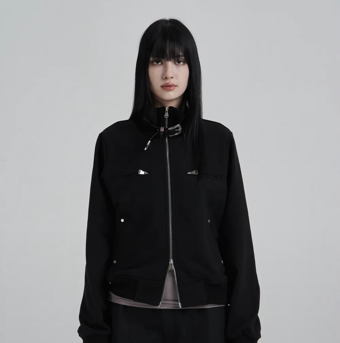 일리오 Black Highneck jersey blouson 블루종 자케 상품이미지1