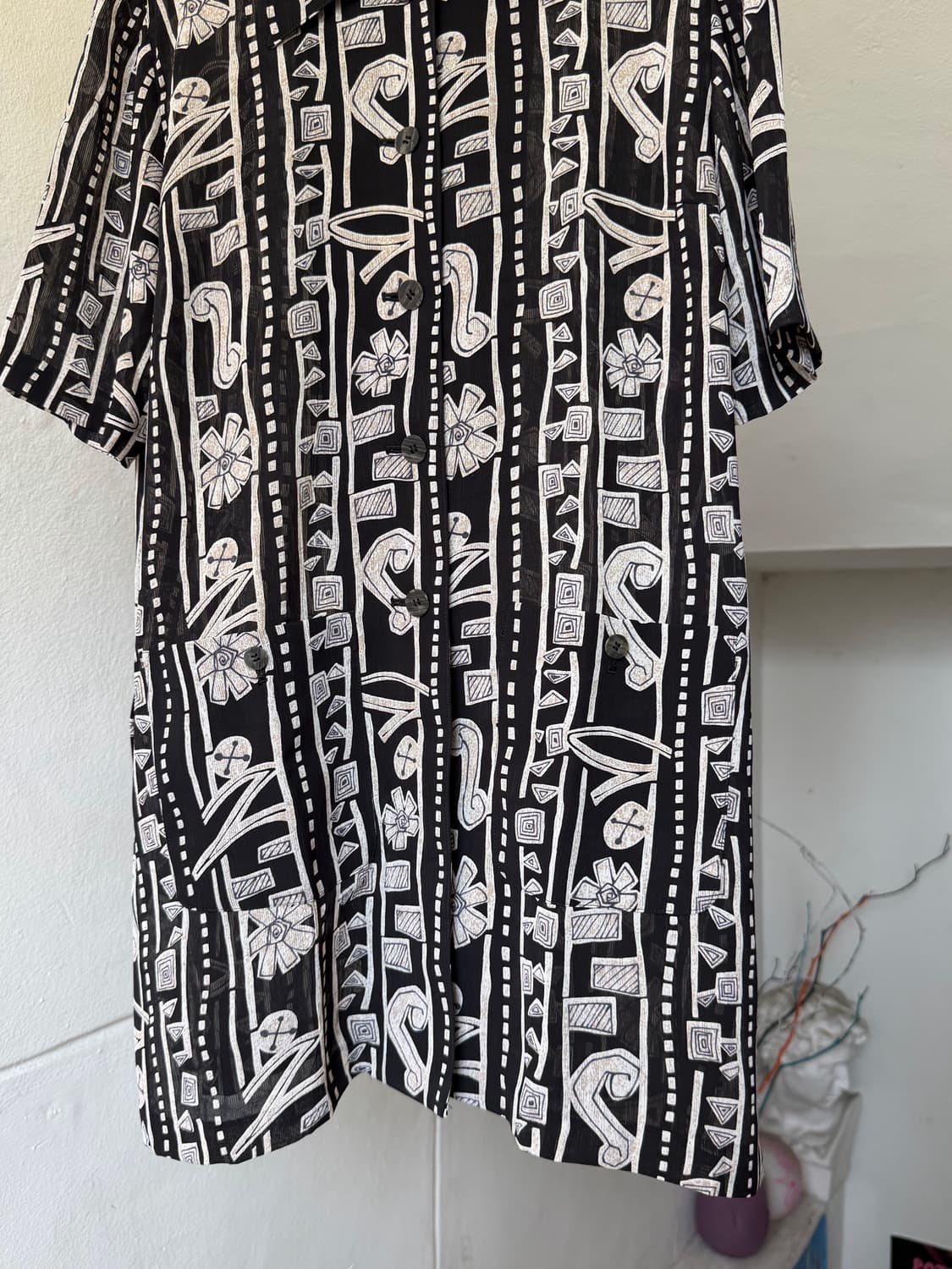 에스닉 패턴 반팔 롱셔츠 상품이미지3