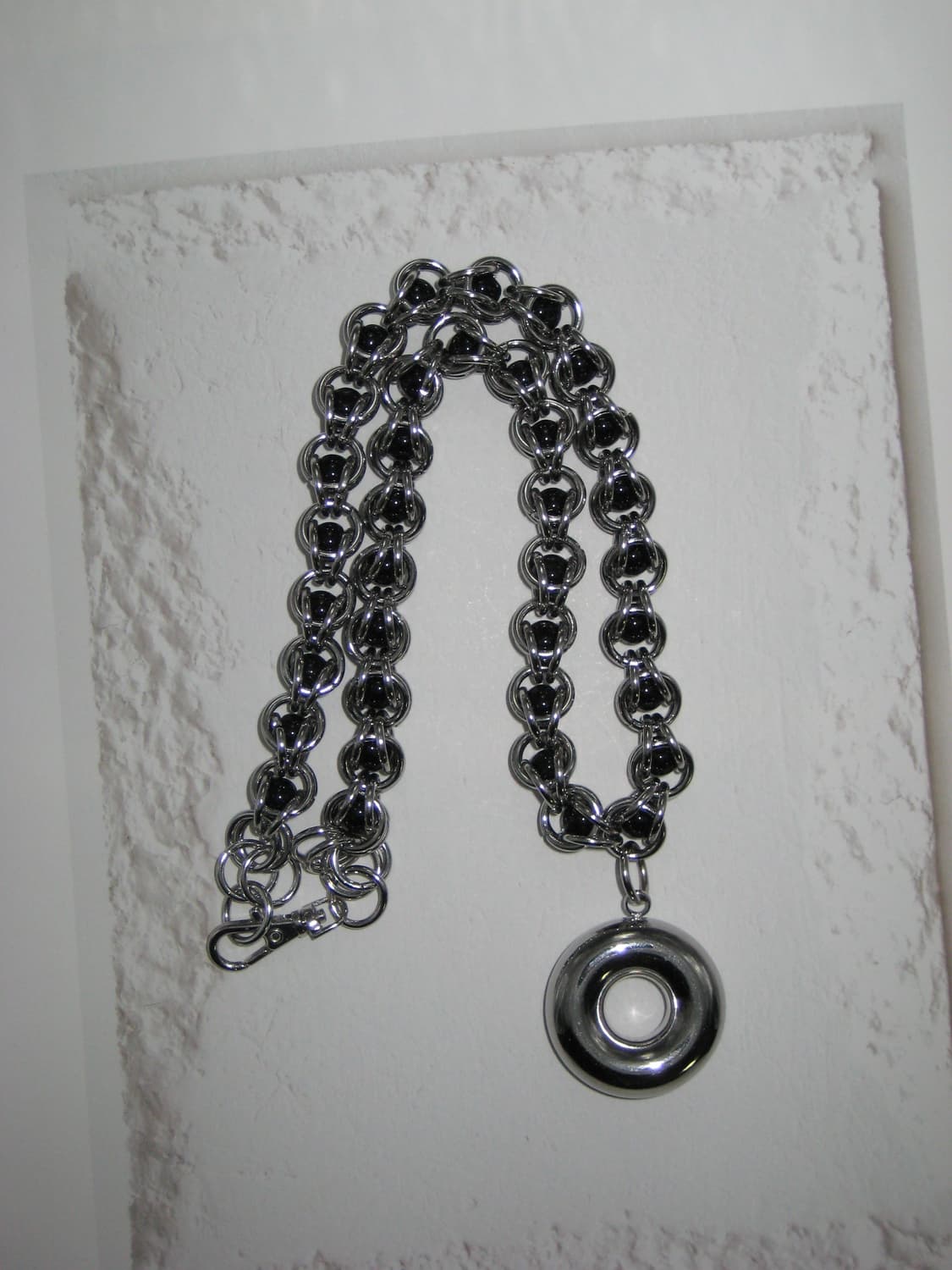 빅 오링 블랙오닉스볼 체인 목걸이 상품이미지3