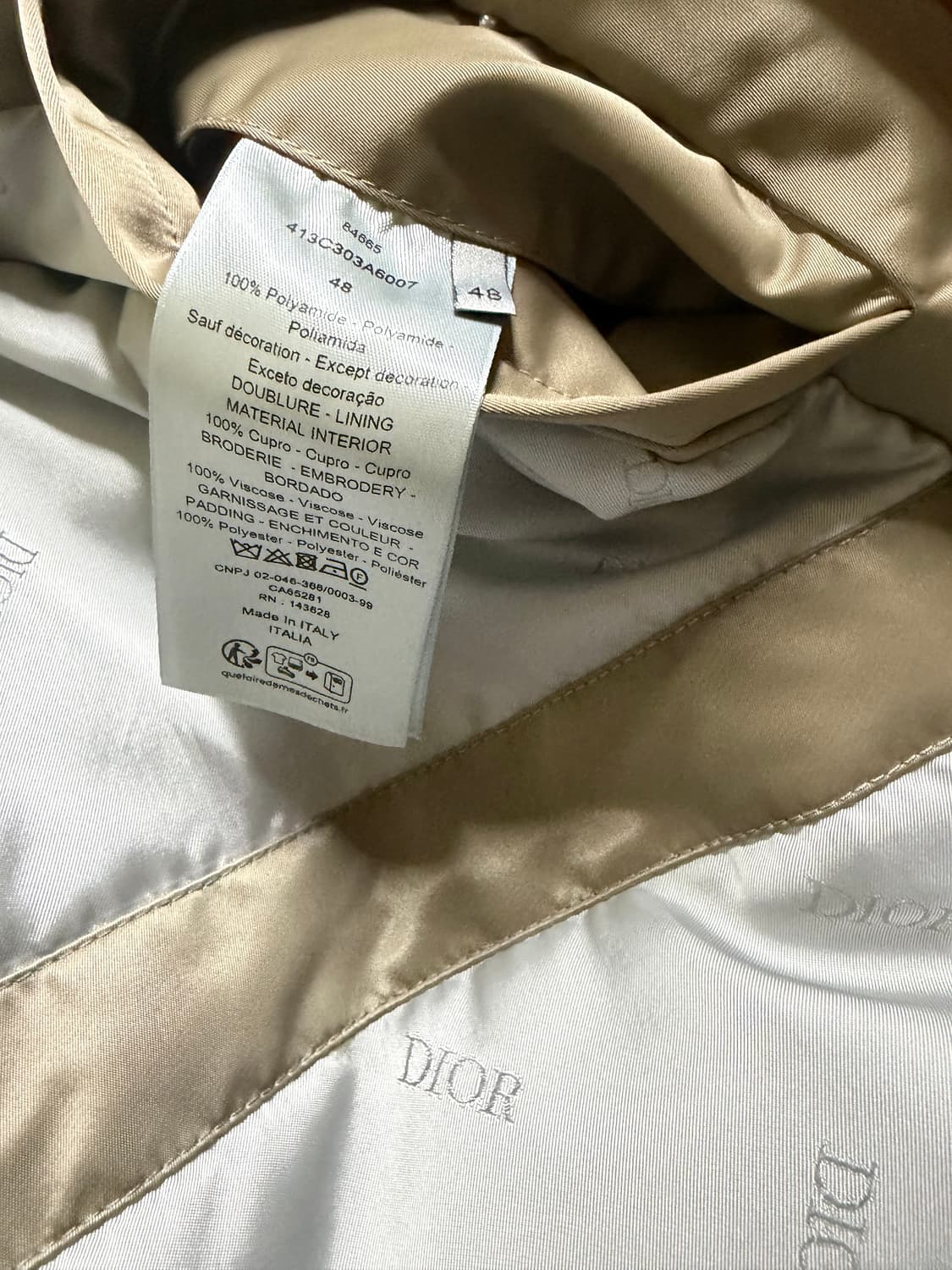 디올(Dior) 1947 후드 파카 베이지 테크니컬 트윌 48 상품이미지7