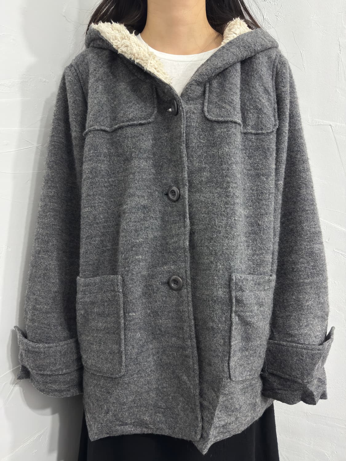 gray hood coat 상품이미지2