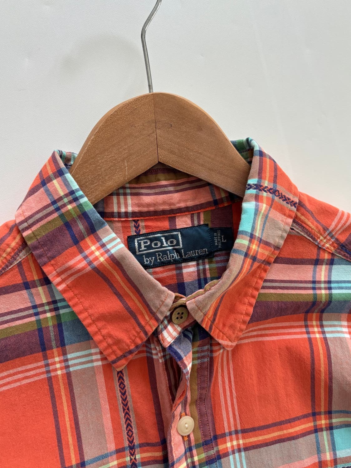 Polo 폴로 랄프로렌 오렌지 컬러 체크 패턴 투포켓 셔츠 상품이미지4