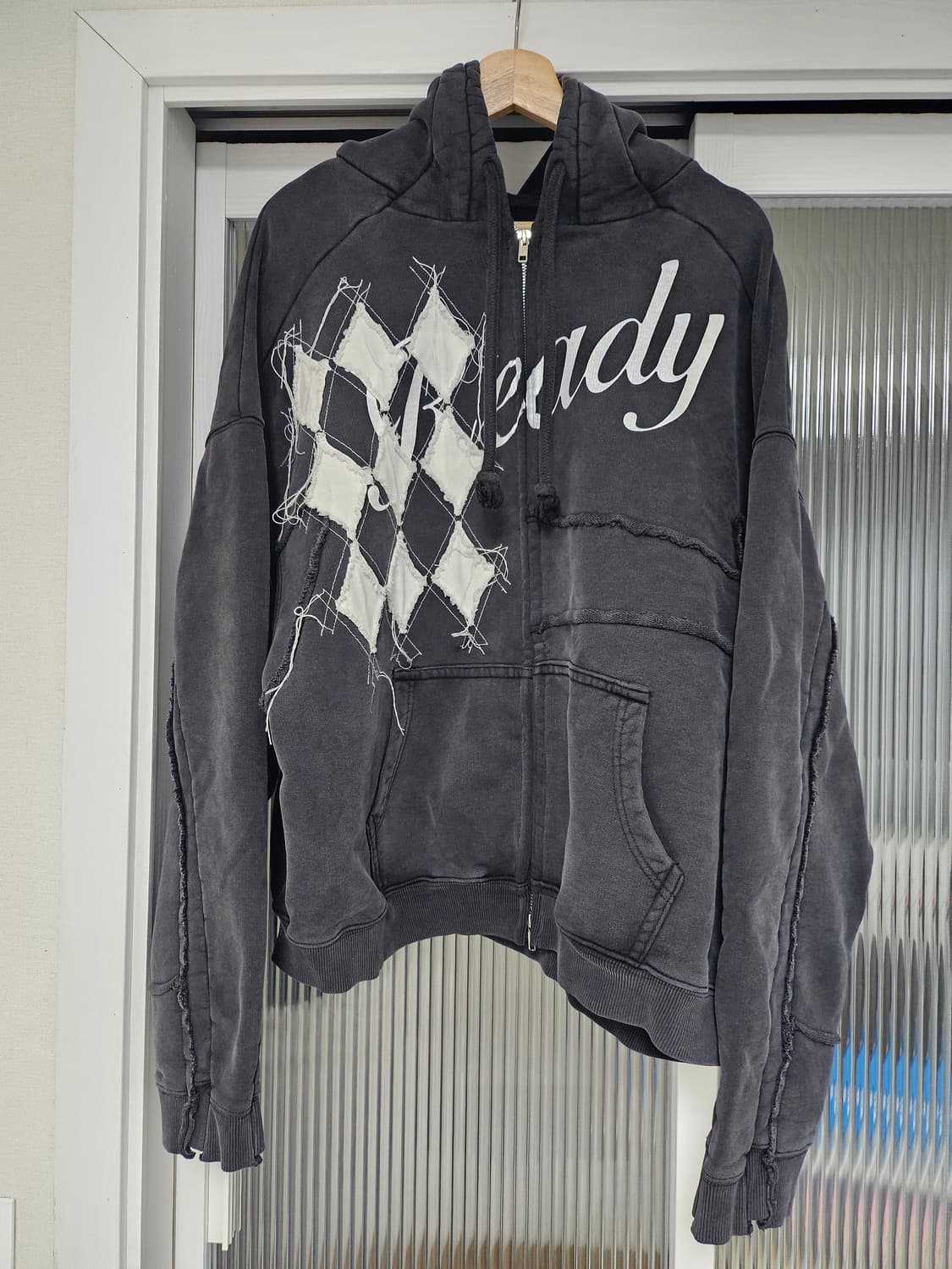 [M]코드 다이아 패치 후드 집업  상품이미지2