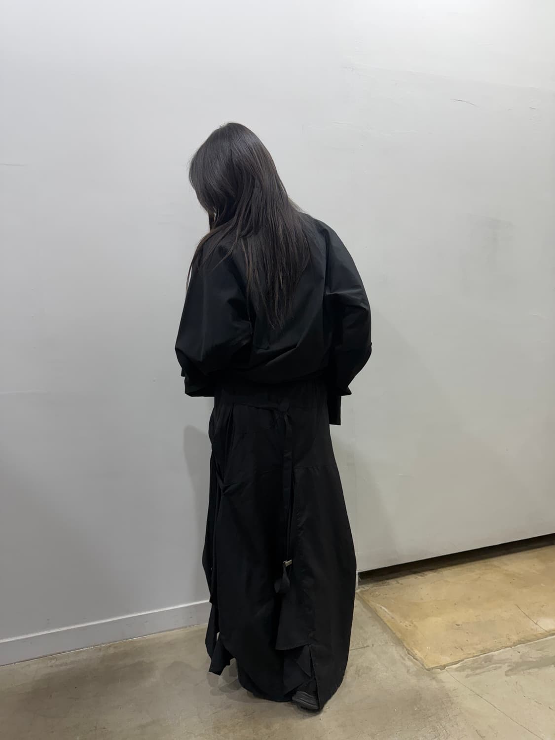 본디지 디테일 밴딩 아방가르드 롱 스커트 상품이미지8