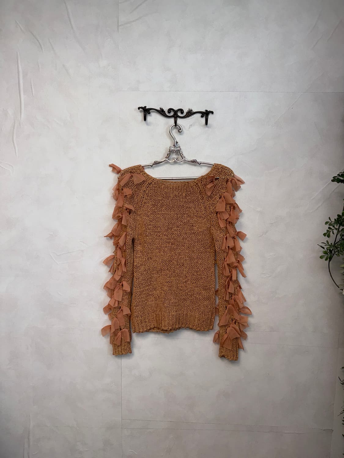Mute orange ribbon trimmed loose knit 상품이미지4
