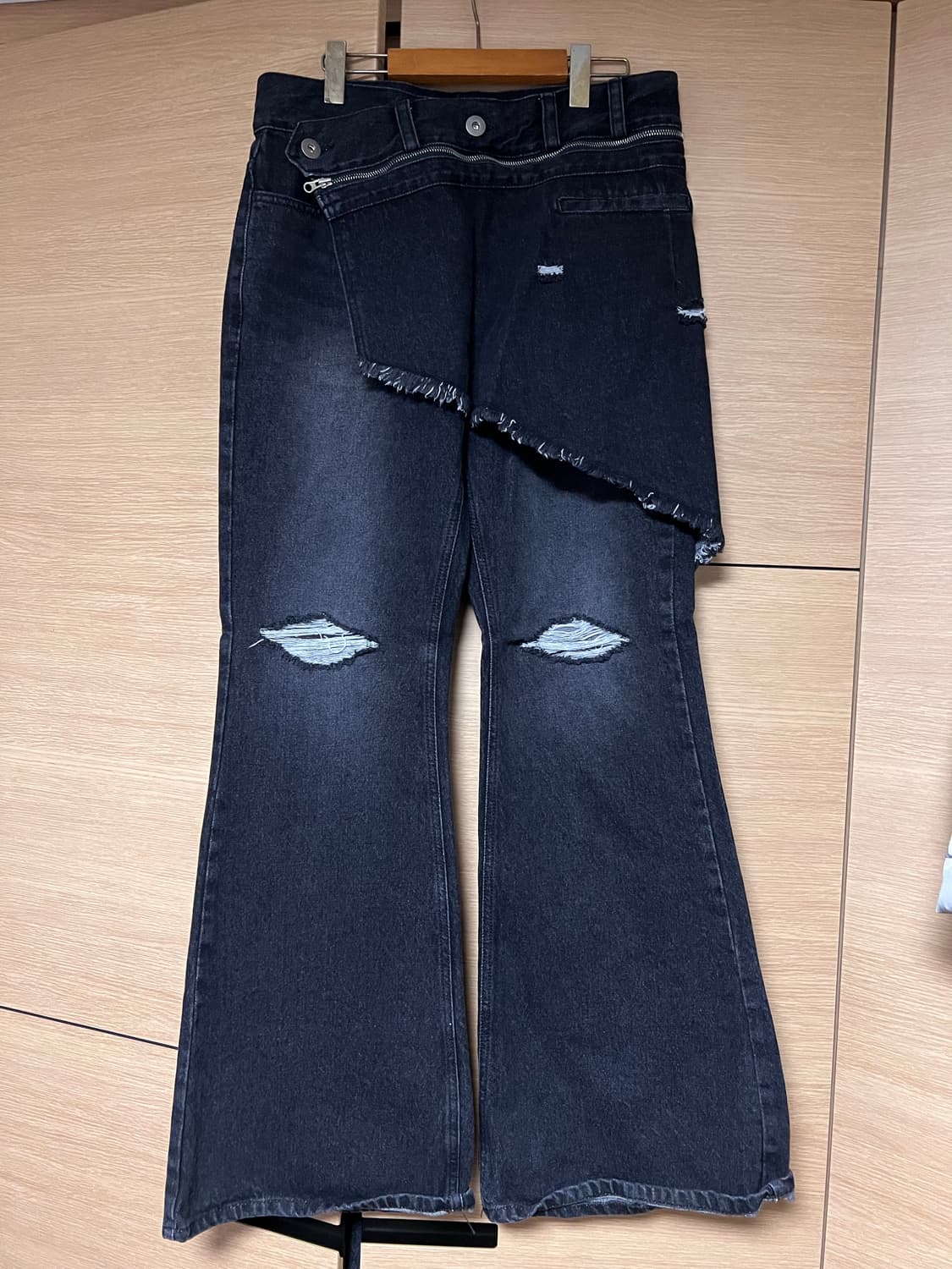 아이필럭키 Denim Bootscut skirt pants black L 상품이미지3