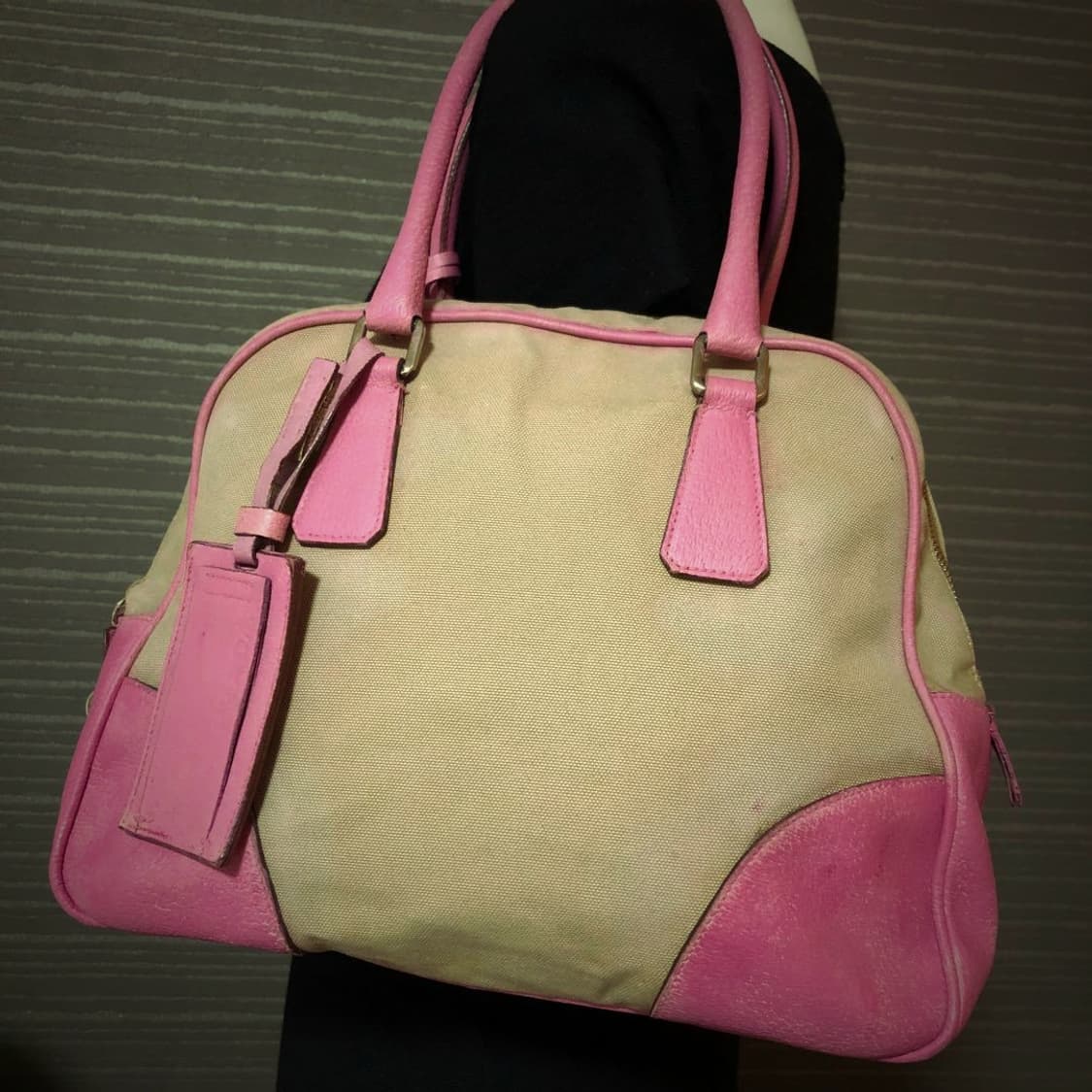 프라다 아카이브 캔버스 레더 볼링백 y2k 상품이미지10