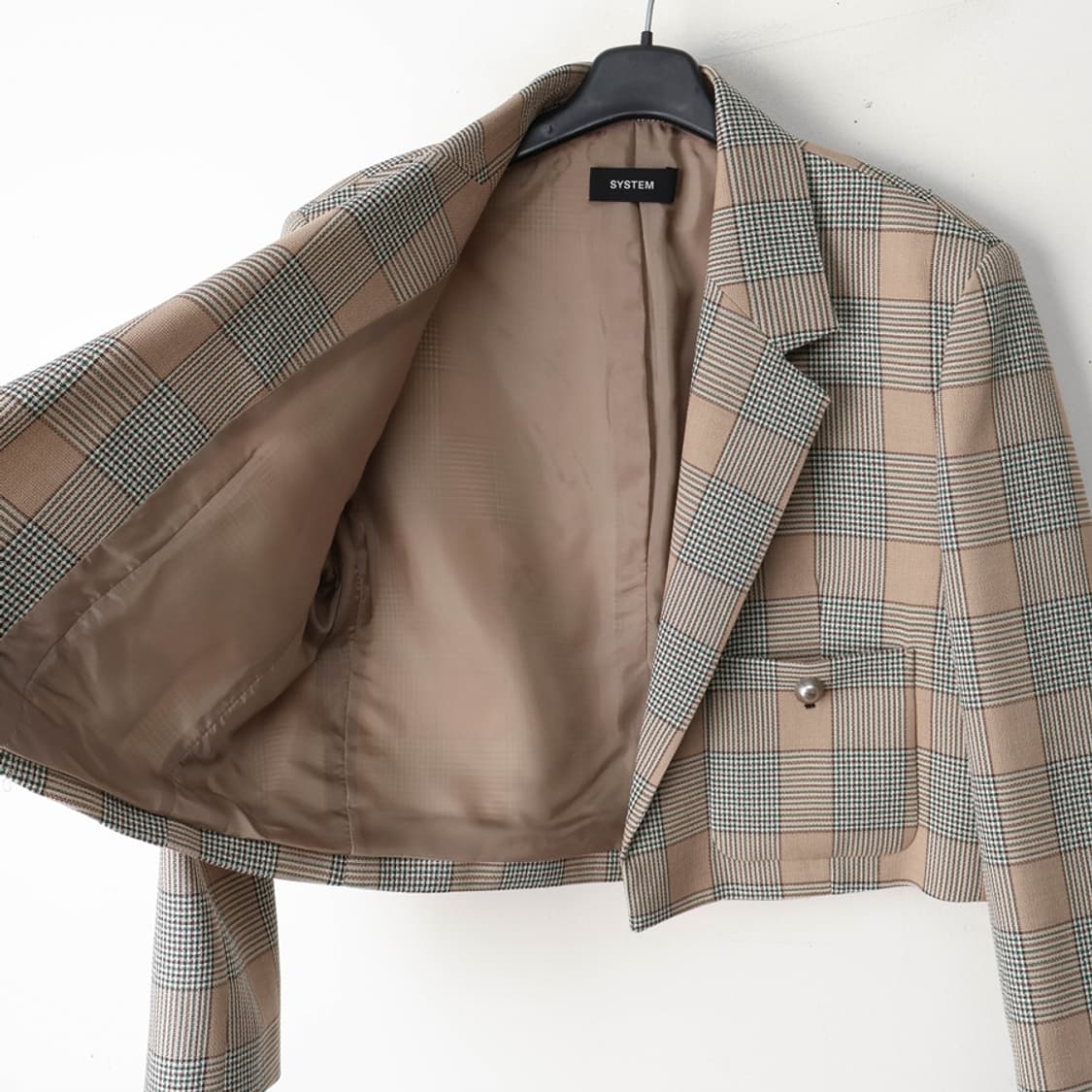 55/시스템 크롭 체크 자켓 상품이미지6