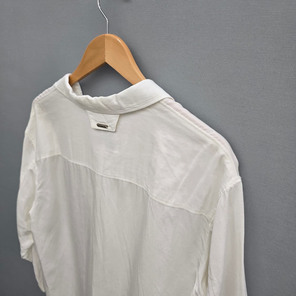 솔리드 옴므 7부 소매 셔츠 화이트 상품이미지6