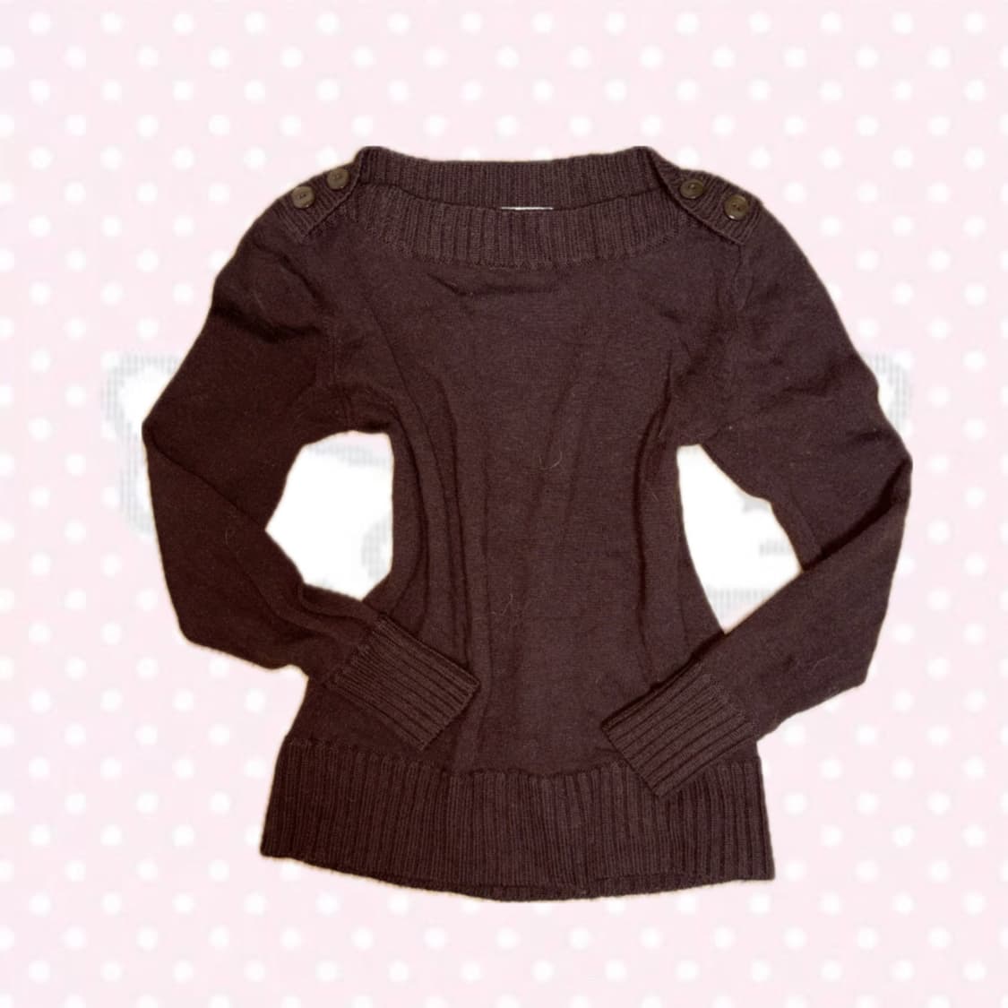 꾸덕초코맛 브라운 버튼 포인트 니트 상의 상품이미지1