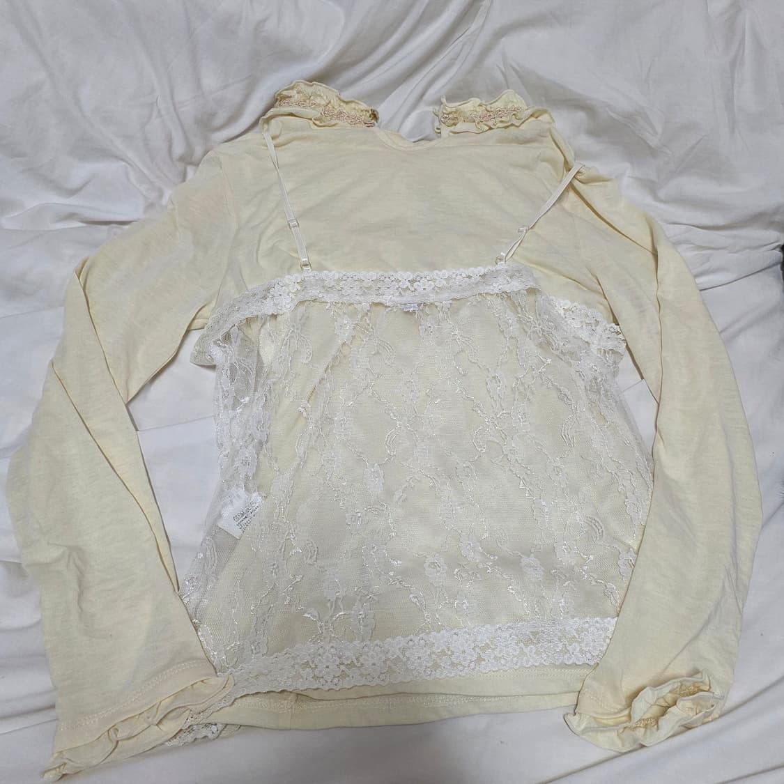 빈티지 엑시즈팜 리본 로걀탑 레이스 베스트 세트 상품이미지8