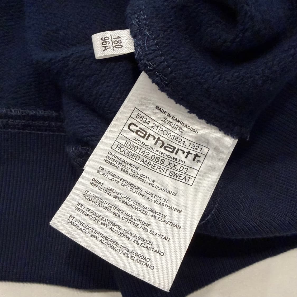 [L] 칼하트 네이비 오렌지 로고 후드티 B284 상품이미지6