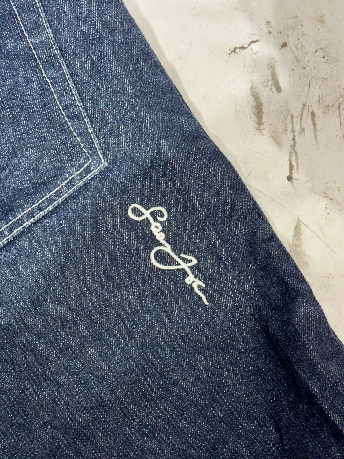 90s 션 존 진청 와이드 자수 올드스쿨 힙합 새깅 팬츠 청바지 36 상품이미지6