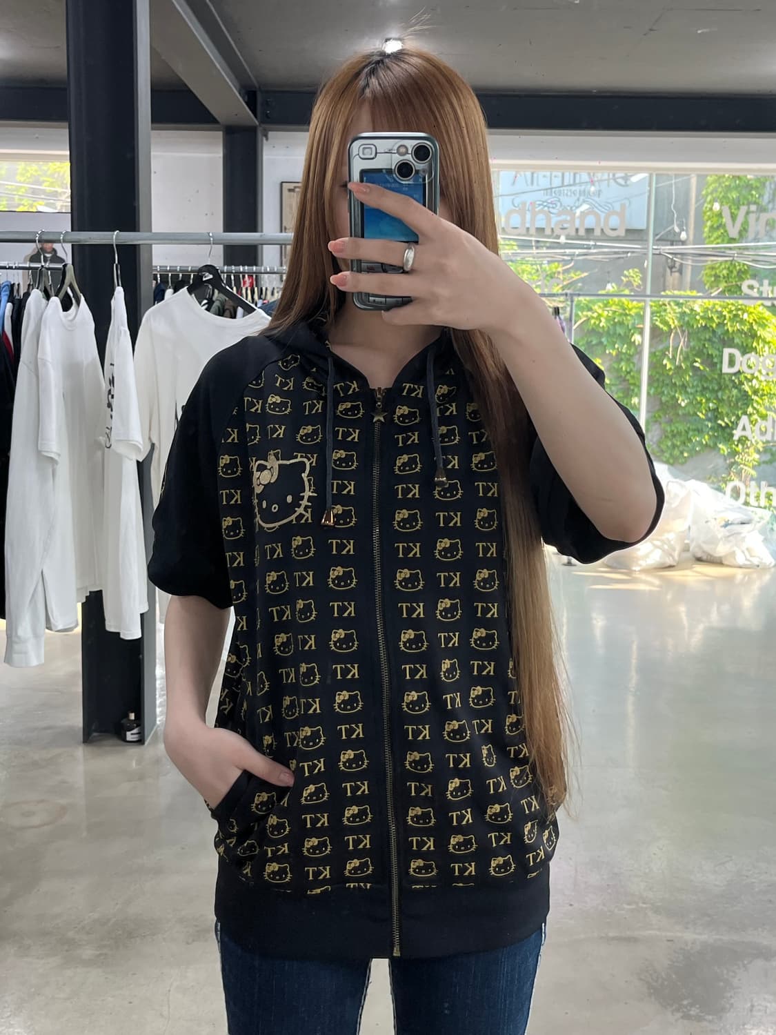 헬로키티 빅백로고 갸루 반팔후드집업 상품이미지4