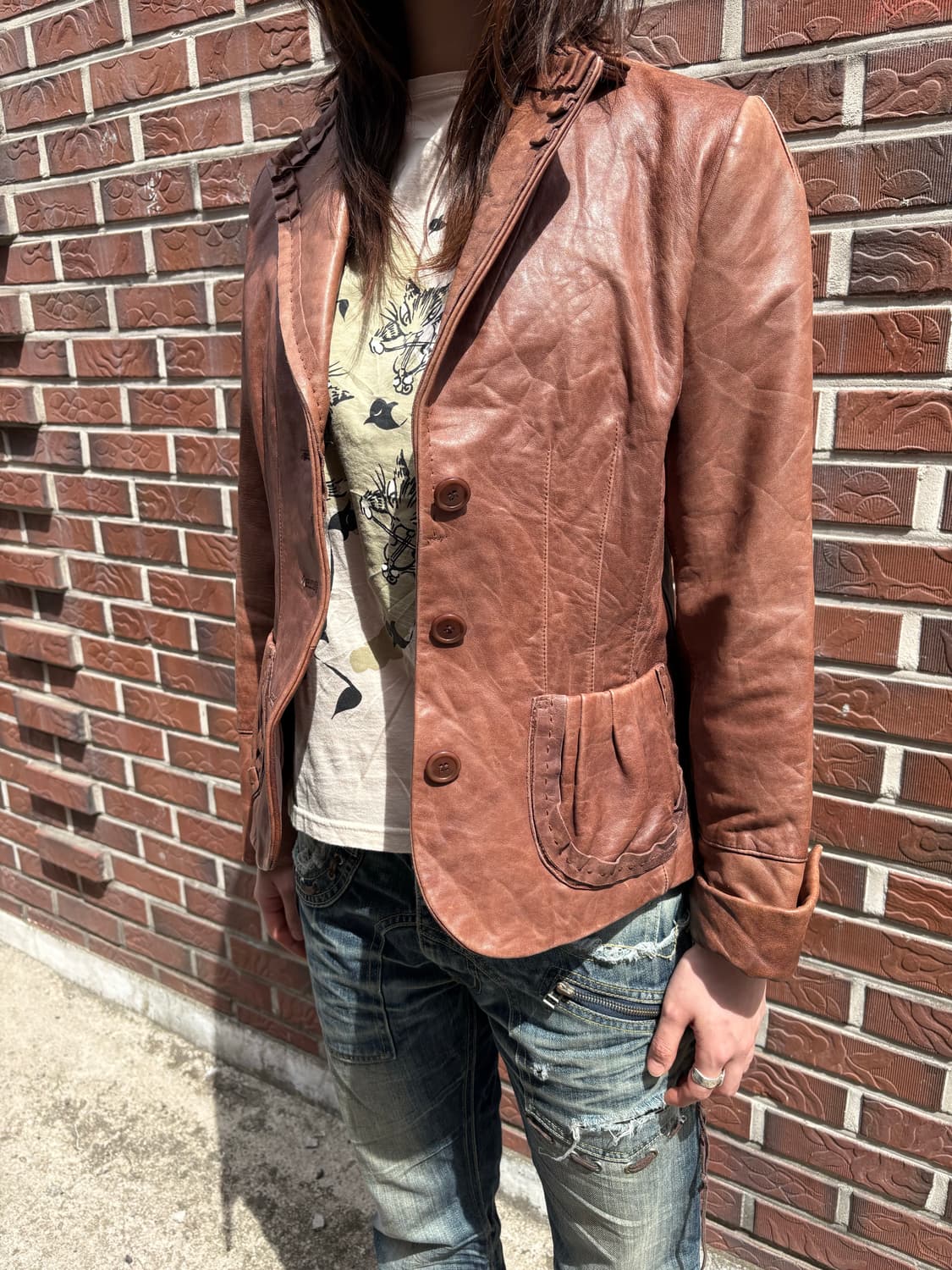 Ruffle Lambskin Vintage Jacket 상품이미지3