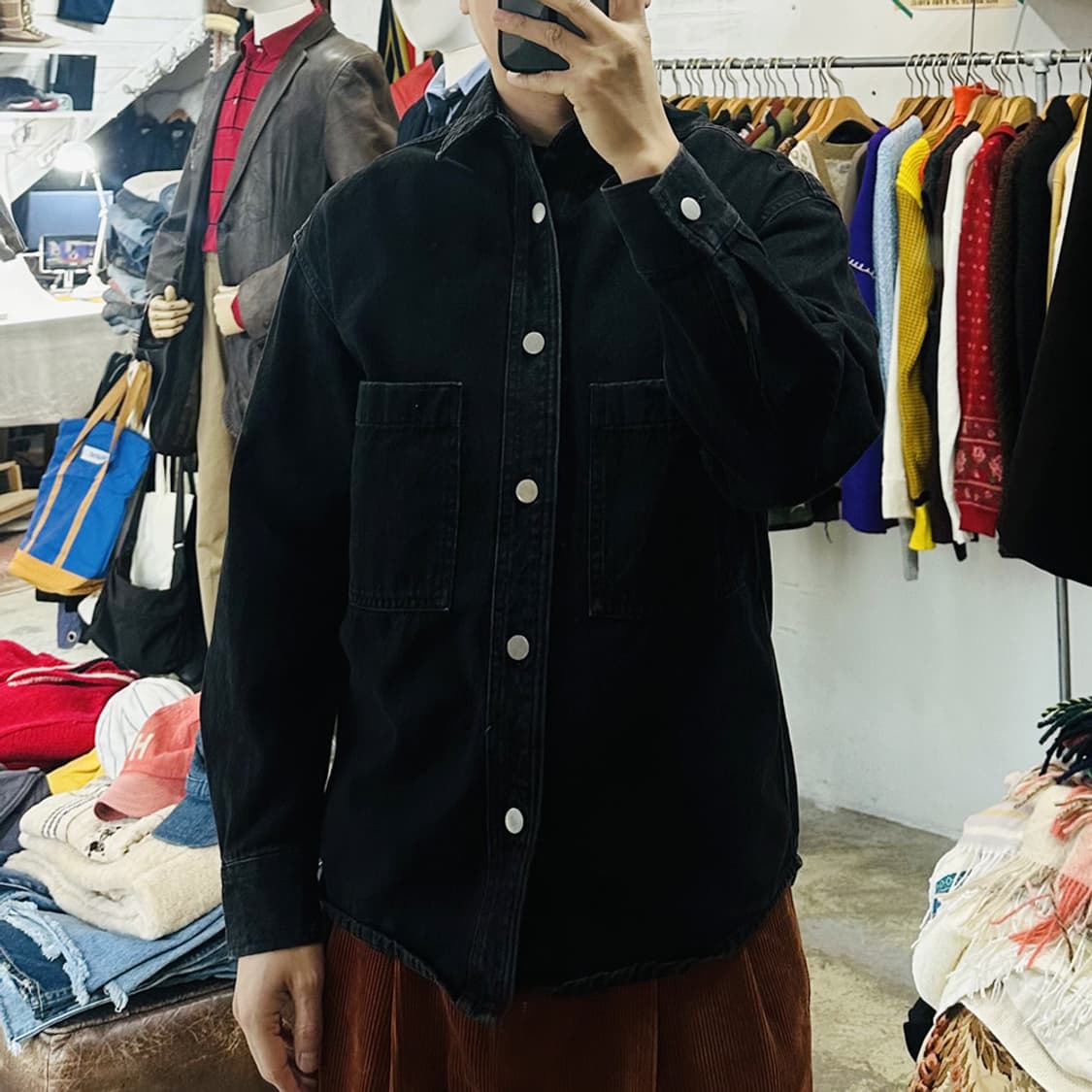 (착용컷) GU 데님 셔츠 (남성용 98-100) 상품이미지3