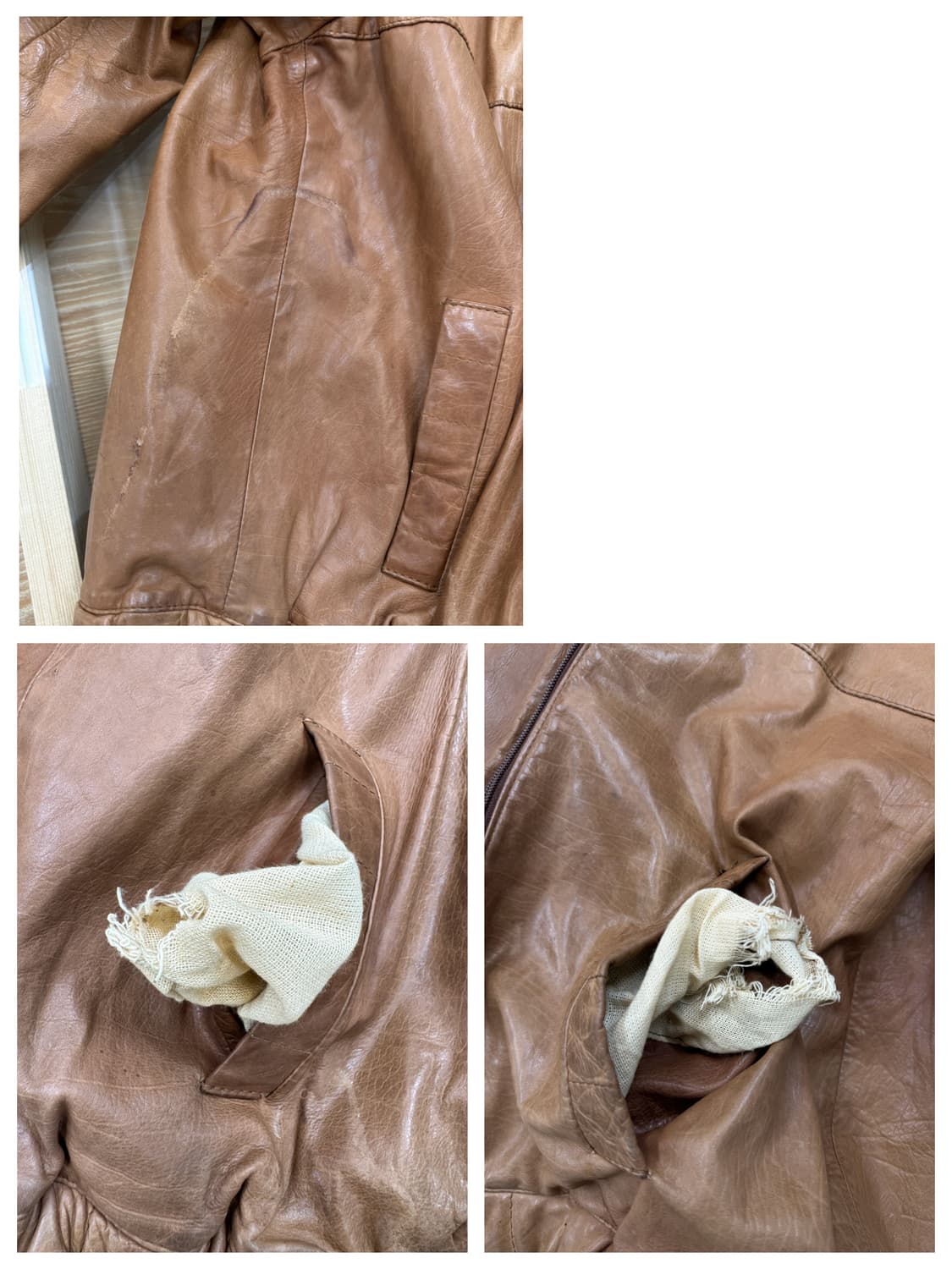빈티지 레더 봄버 자켓 상품이미지9