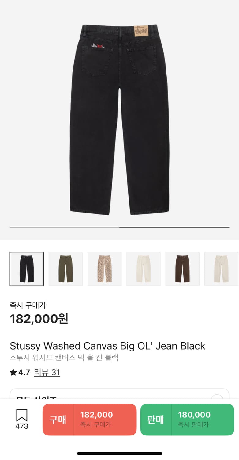 [34] 스투시 워시드 빅올진 블랙 팬츠 상품이미지2