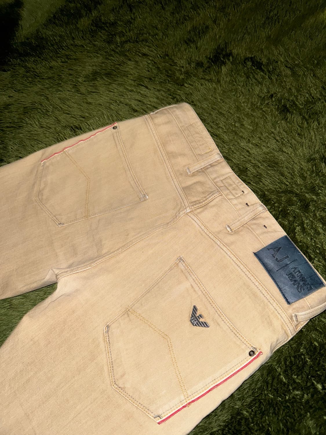 [W28/L34] ARMANI 아르마니 진스 워시드 코튼 팬츠 베이지 상품이미지8