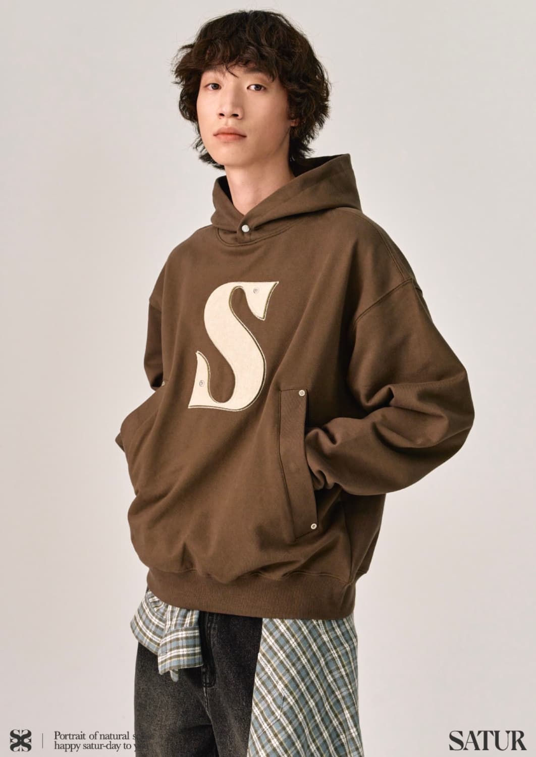 세터 리벳 아플리케 포켓 로고 후드 브라운슈가 후드티 M  상품이미지1