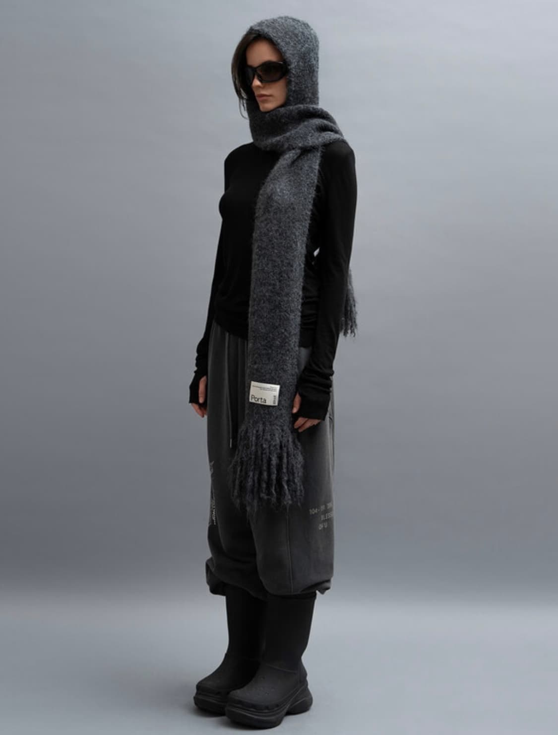THE PORTA 더포르타 포르타 로고 라벨 후드 머플러 상품이미지4