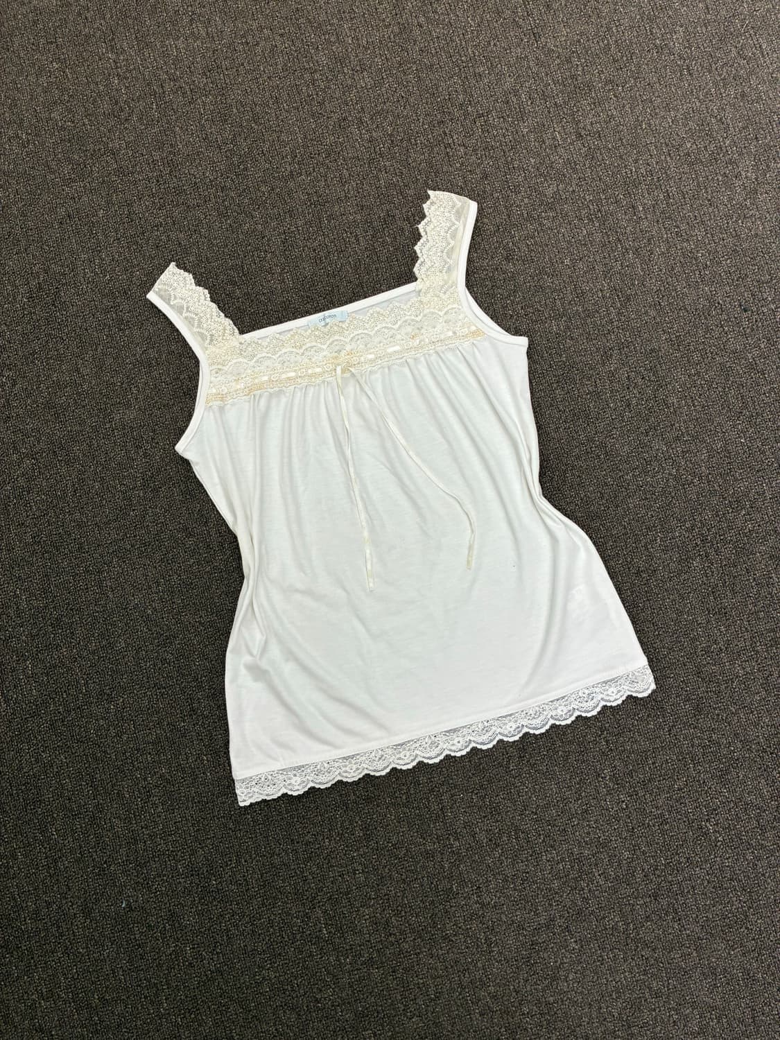 L)Japanese vintage 여성 레이스 디테일 화이트 나시 상품이미지1